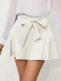 Frenchy Solid Color Women's Waist Tie Short Skirt