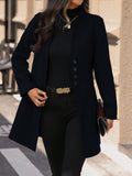 Solid Color Single Breasted Casual Woolen Jacket