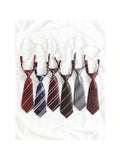 1pc Children's Short Striped Tie, Unisex Pre-Tied No Tie Required Tie For Kindergarten Performance, School Uniform And Play
