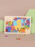 Wild Animal Wooden Puzzle For Kids 3-6 Years, Color Recognition, Preschool Educational Wooden Jagsaw