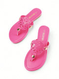Women'S Flip Flop Buttons Arch Support Fashion Comfortable Soft Cushion Wedge Flip Flops Summer Beach Vacation Thong Flat Sandals