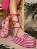 Women's Platform Wedge Heel Sandals, Suitable For Vacation And Travel