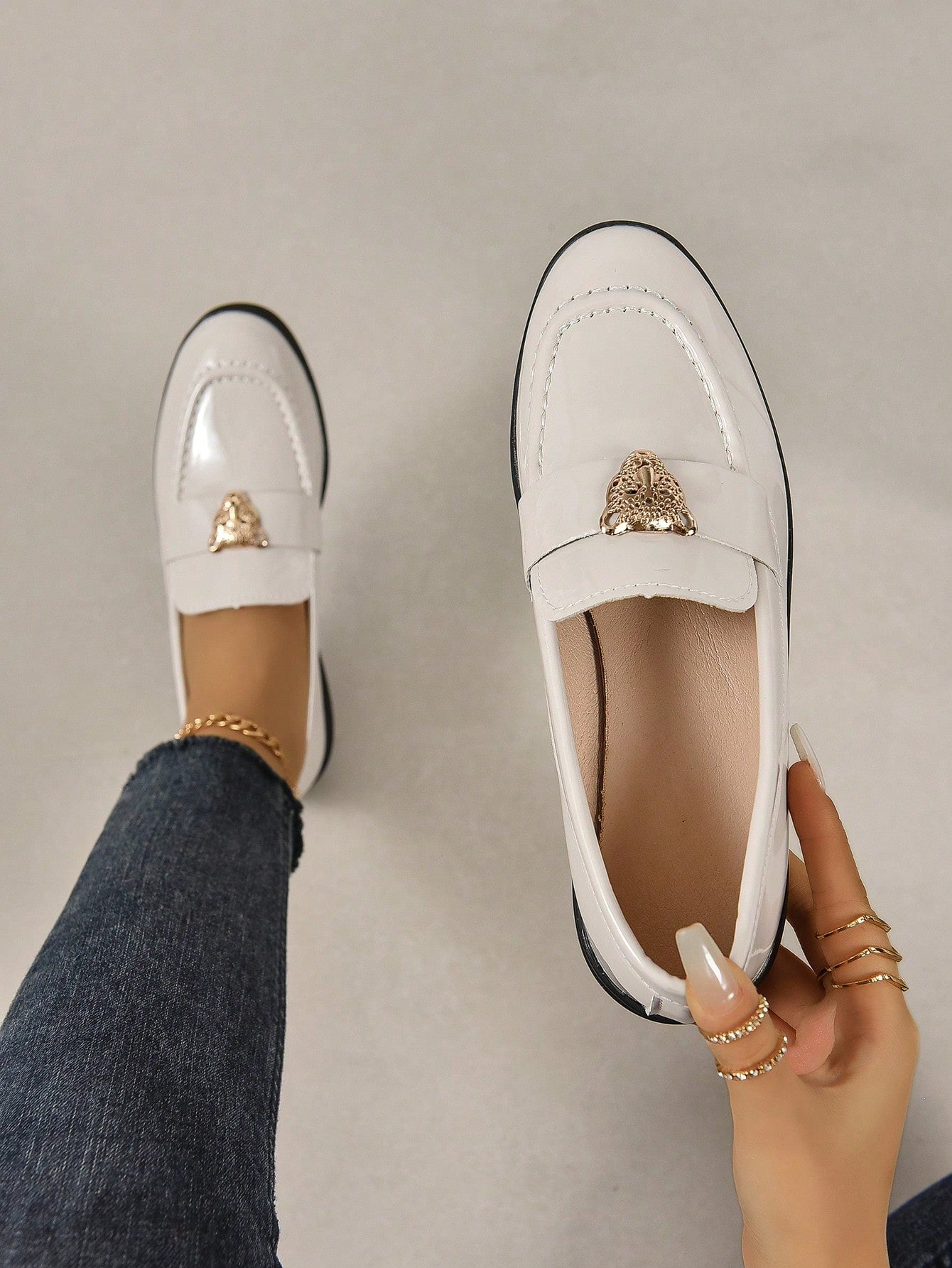 Women's Casual Outdoor Slip-On Loafers With Leopard Head Decoration, Comfortable And Lightweight, Four Seasons