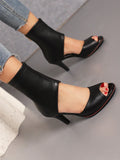 Black Peep-Toe High Heels Stiletto Sandal Boots
