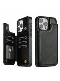 A Black Wallet Solid Color Double Buckle RFID Blocking With Card Slot Photo Frame Support Function Magnetism Flip PU Artificial Leather Case Compatible With IPhone 15 Pro Max 14 Plus 13 12 11 XS XR SE 2022 2020 8 7 Samsung Galaxy S24 Ultra S23 S22 Plus S2