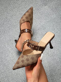 Sexy Ankle Strap Pointed Toe Stiletto Heels, Comfortable And Stylish, High-End Feeling, Hollow Out Design On The Back, Won't Make Your Feet Feel Tired