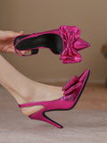 Women's Bow Knot High Heel Sandals Pointed Ultra High Heels, Elegant And Sexy Design, Suitable For Parties And Formal Occasions