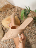 Women's Spring Summer Pointed Toe Chunky Heel Camel High Heels Sandals With Comfortable Sole For Classic Office Lady Look