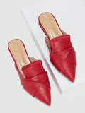 Women's Versatile Thick Heel Slip-On Mules, Simple Design Soft Pointed Toe Backless Slides Sandals For Summer