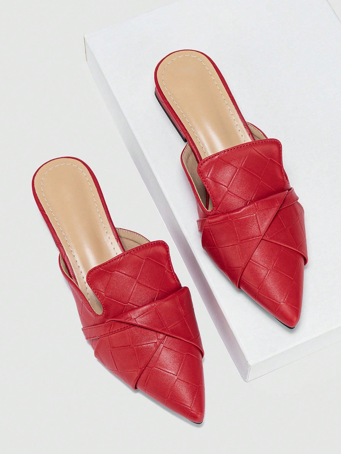Women's Versatile Thick Heel Slip-On Mules, Simple Design Soft Pointed Toe Backless Slides Sandals For Summer