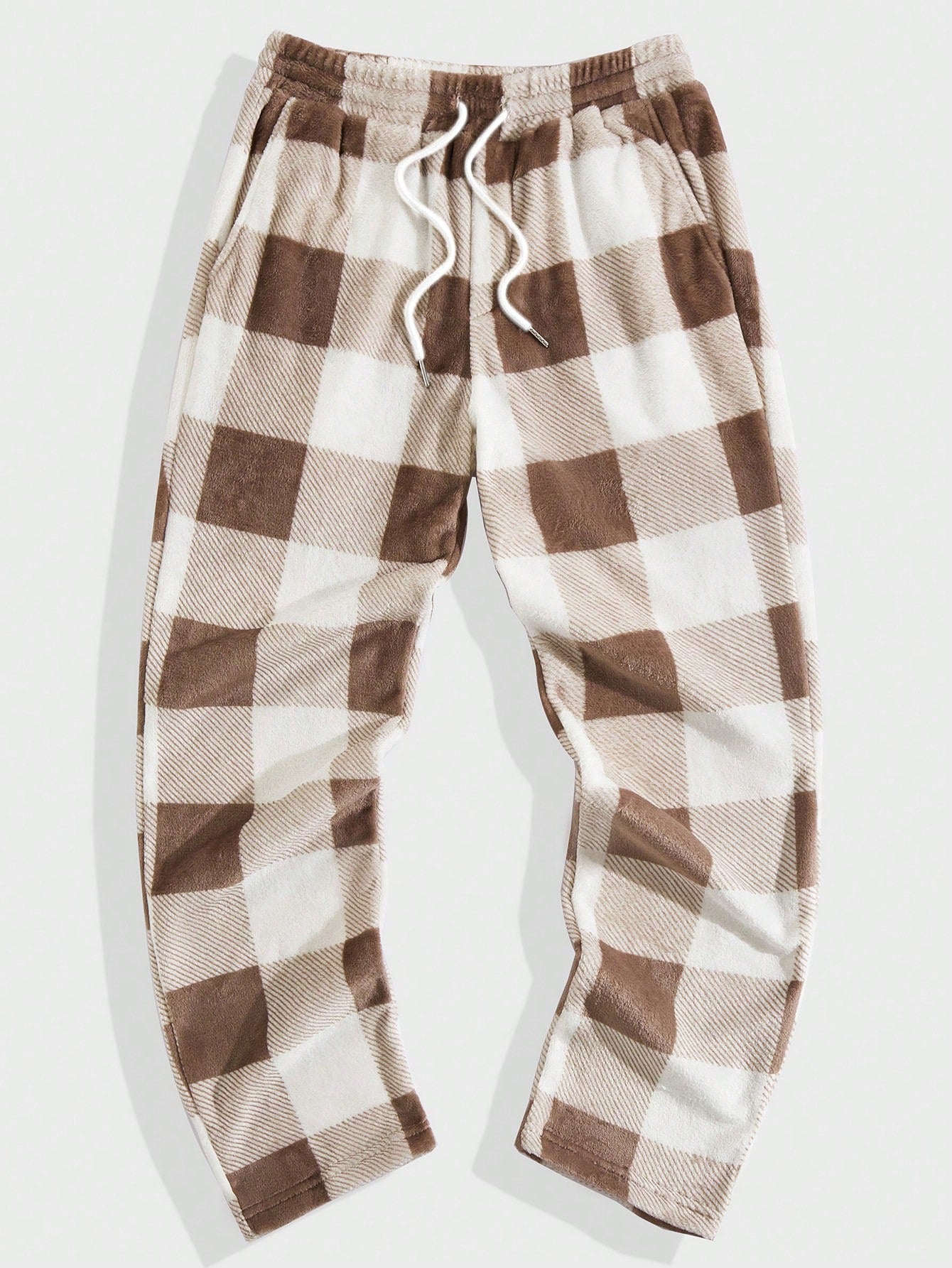 Men's Checkered Knit Casual Straight Sweatpants