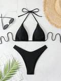 Swim V-Neck Halter Bikini Set, Two Pieces Swimwear Bathing Suit Beach Outfit Summer Vacation,Summer Beach