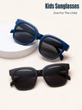 1pc Unisex Kids' Black Square Frame Uv400 Anti-Uv Classic Retro Sunglasses For Daily Or Vacation Use