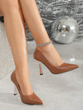9.5cm Women's Simple & Fashionable Pointed Toe Thin High Heels, Minimalistic Design.