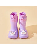 1pair Cartoon Kids' Rubber Boots For Girls, Youths' Waterproof Pull Cord Tie Up Rain Shoes