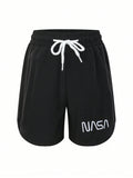 Young Boy Drawstring Waist Sports Shorts With Letter Print