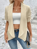 Solid Color Cape Collar Short Sleeve Blazers Jacket Mother's Day Gift