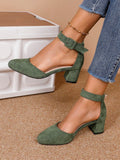 Women''s Chunky High Heel Peep Toe Comfortable One-Strap Buckle Sandals