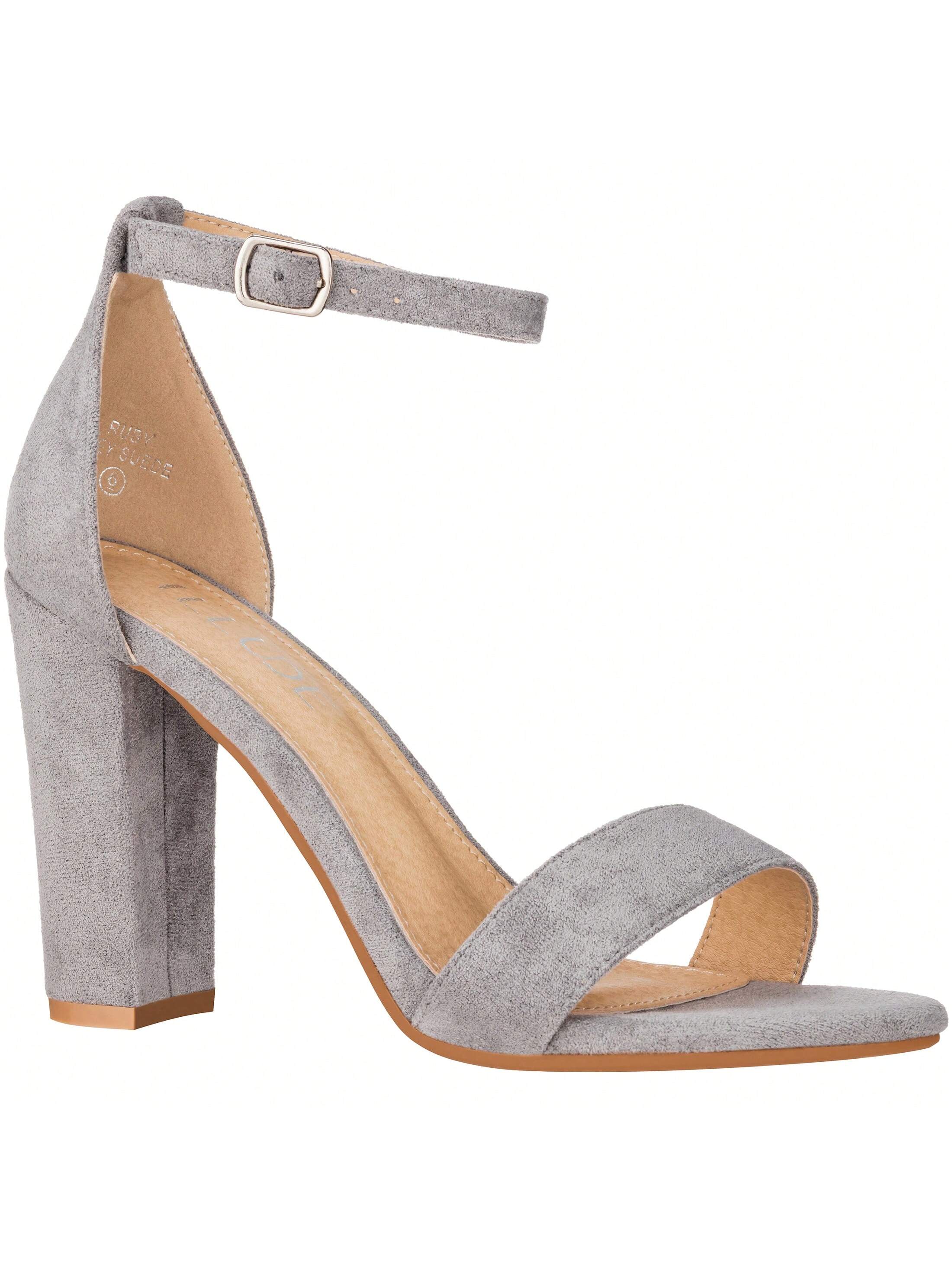 Women Chunky Heeled Ankle Strap Sandals Elegant Single Band Buckle Decor Sandals High Heel Sandals Open Toe Ankle Strap Sandals Heels