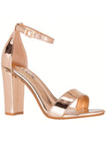 Women Chunky Heeled Ankle Strap Sandals Elegant Single Band Buckle Decor Sandals High Heel Sandals Open Toe Ankle Strap Sandals Heels