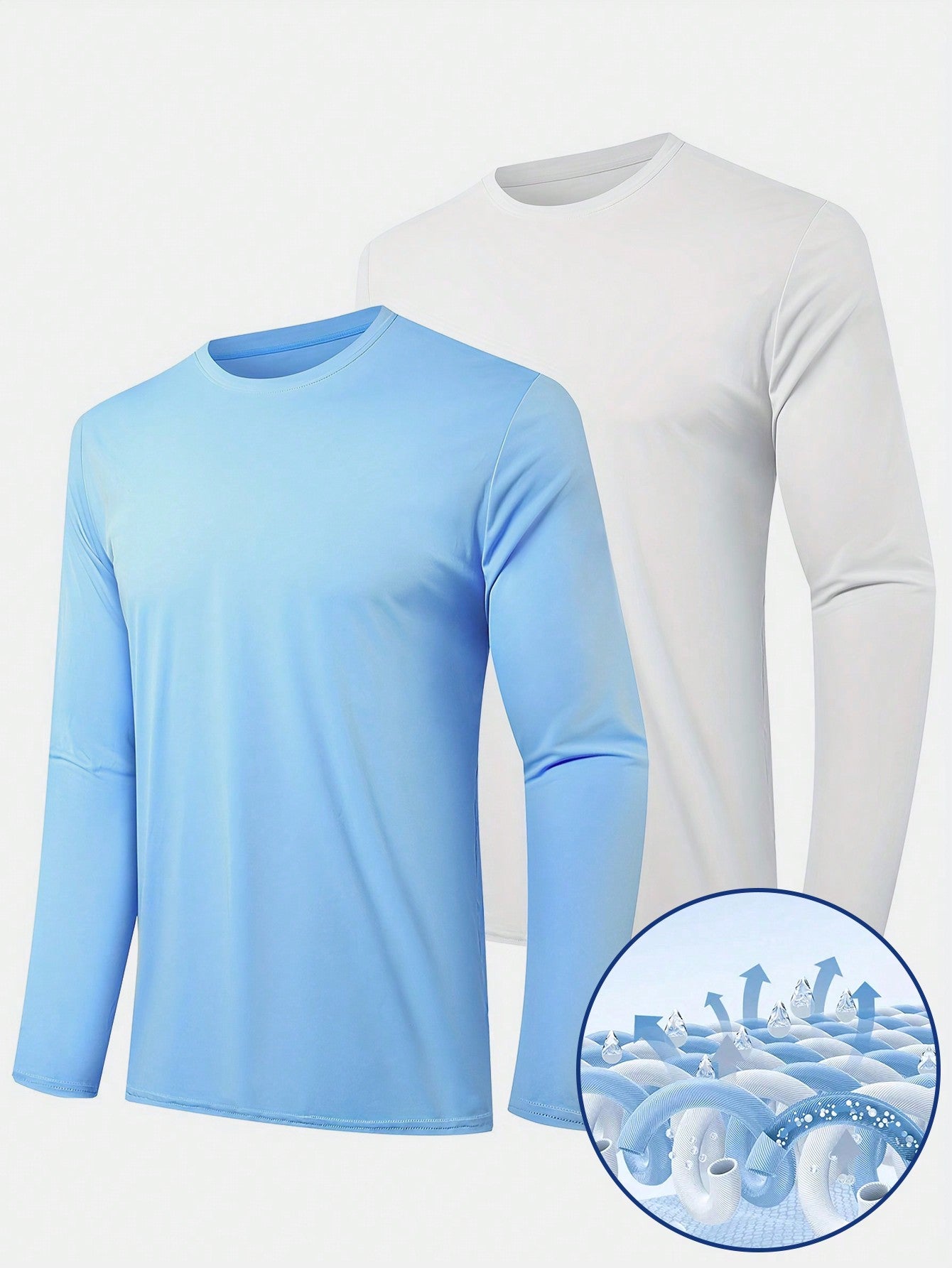 Tween Boy 2pcs Sun Protection Sport Performance Long Sleeve Base Layer T-Shirt For Spring And Summer