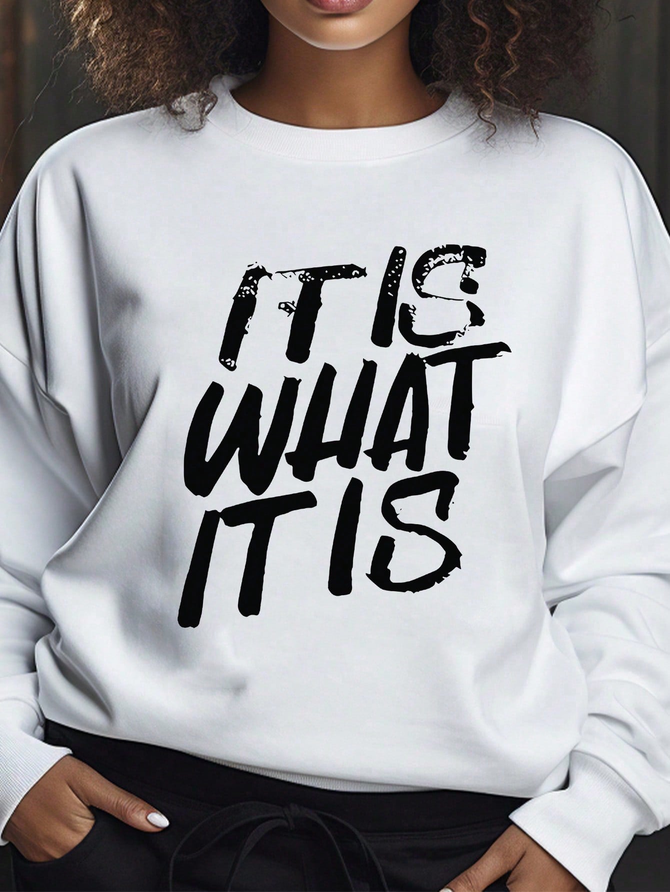 Letter Graphic Round Neck Sweatshirt