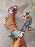 New Arrival Purple Women's Sexy Gothic High Heel Sandals With Simple Design For Summer Work