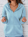 Solid Color Drawstring Hooded Loose Fit Sweatshirt With Drop Shoulder