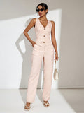 Jacquard Single-Breasted Suit Vest And Straight-Leg Trousers Suit