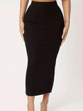 Plus Size Solid Color Slim Fit Fashionable Skirt