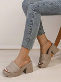Waterproof Platform Thong Sandals For Women, Chunky Heel Faux Suede Color Summer 2024 New Arrival
