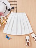 Tween Girls' Sweet And Cool Solid Color Pleated Skirt For Daily Wear