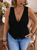 Plus Size Solid Color Casual Suit Vest