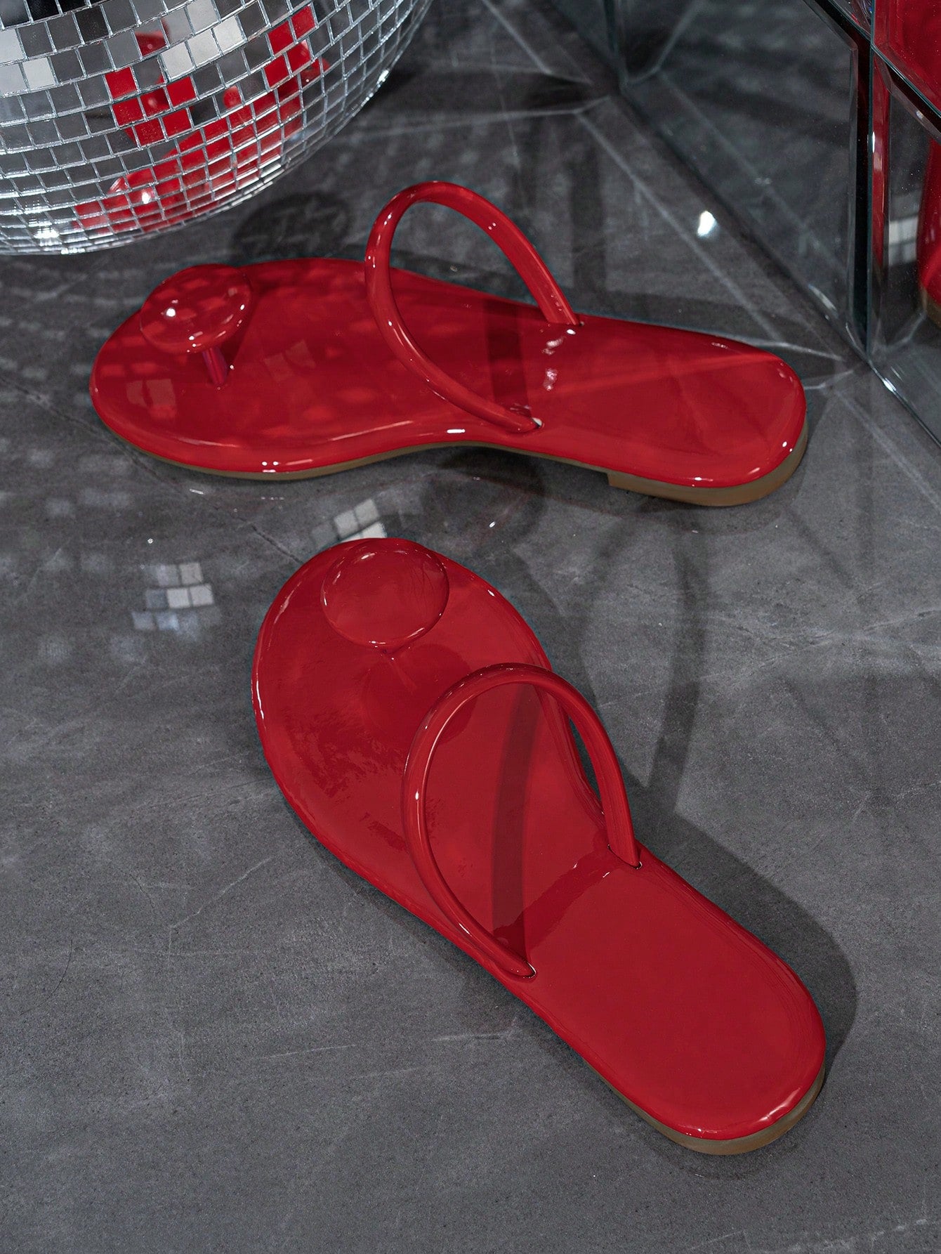 Casual Elegant Fashionable Flat Sandals For Women, Champagne Color, Glass Rhinestone Decorated Ankle Strap
