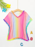 Young Girl Ombre Color Ball Embellished Cover-Up Top