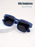 1pc Unisex Square Frame Blue Spider Web UV400 Protection Classic Retro Casual Sunglasses, Suitable For Daily Wear, Vacation And Parties