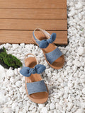 Girls' Summer Chic Blue Bowknot Open Toe Beach Sandals