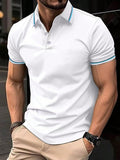 Men's Striped Contrast Collar Polo Shirt