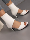 White Peep Toe Stiletto Heeled Sandals Boots