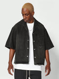 Boxy Fit Revere Collar Denim Shirt College Ready