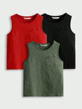 3pcs Young Boy Casual Sports Comfortable Tank Top Set