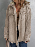 Women's Spring And Autumn Loose-Fitting Casual Regular Jacket With Drop-Shoulder, Long Sleeves And Utility Pockets