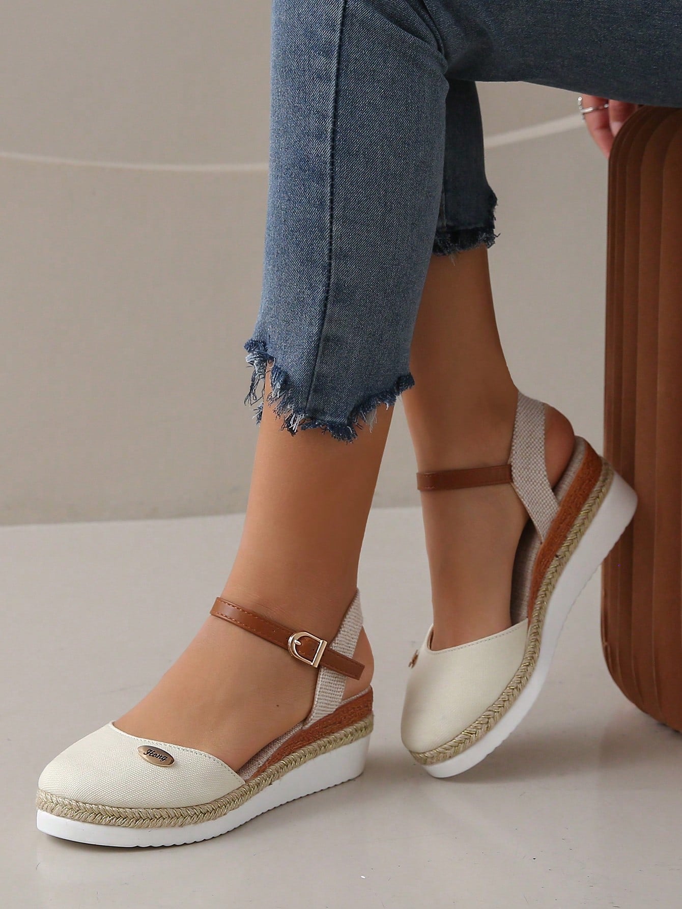 Women Summer New Casual Comfortable Wedge Heel Thick Sole Slip On Closed Toe Sandals