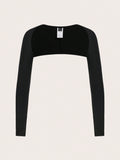 Solid Crop Bolero Shrug Top Without Cami