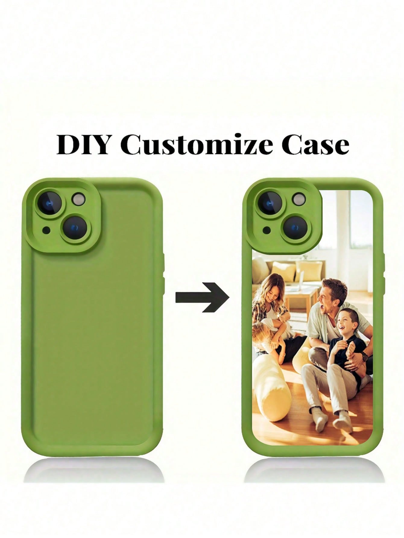 Green 1pc Customized Personalized Print Full Cover Silicone Phone Case With Lens Protective Function, Compatible With Iphone 15 14 13 12 11 Pro Max