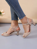Women's Fashionable Party Style High Heeled Sandals With Buckle Design And Color