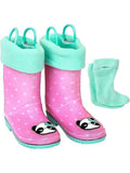 Toddler Girls Rain Boots With Sock, Kids Rubber Boots- Size 8T To 12 Years