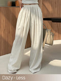 Dazy-Less Women's Solid Color Wide Leg Casual Pants Baggy Pants