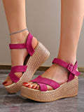 Simple & Lightweight Thick-Soled Red Waterproof Platform High-Heeled Sandals For Women Summer