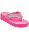 Women's Fashionable Rhinestone Decor Flip Flops Thick Bottom Wedge Beach Sandals Platform Flip Flop Toe Post Design Slippers Summer Sandals